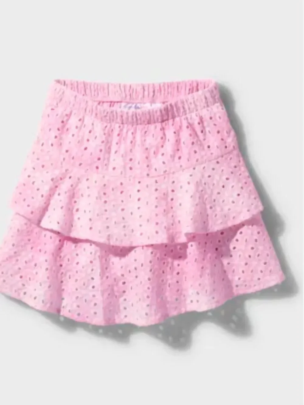 Sugar & Jade Pink Eyelet Tiered Skirt – Tween Girls - Size L